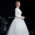 China 2021 personalized custom V-neck lace applique long sleeve princess wedding dress Supplier